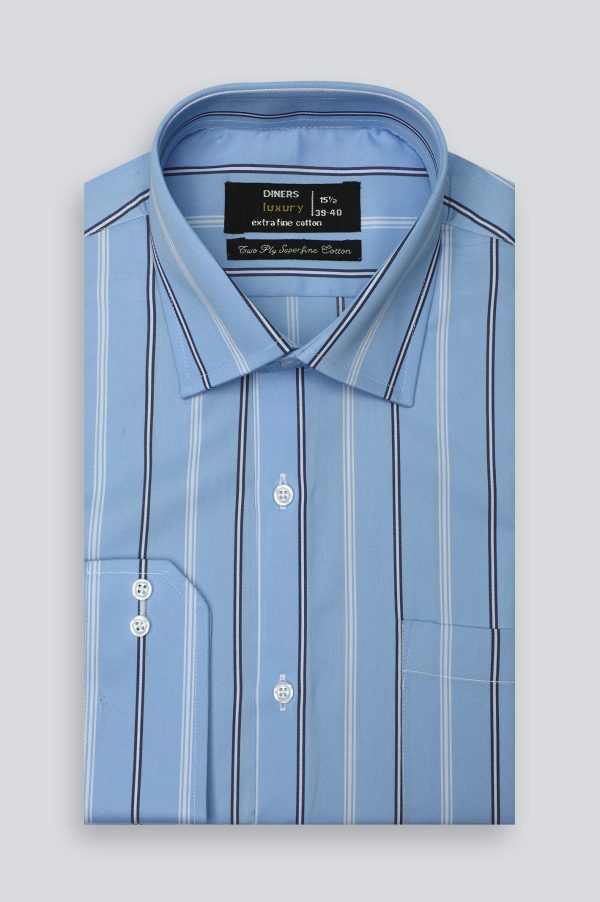 Blue Broadstripes Formal Shirt Hot on Sale