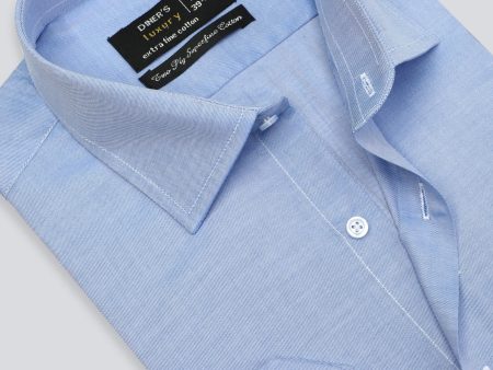 Blue Twill Textured Formal Shirt Online Hot Sale