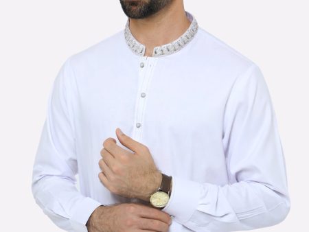 White Wash & Wear Shalwar Kameez Discount