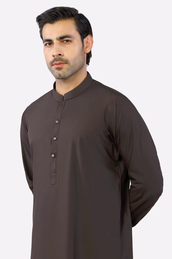 Dark Brown Wash & Wear Shalwar Kameez Cheap