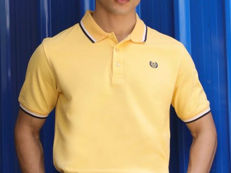 Yellow Jacquard Collar Polo Online Sale