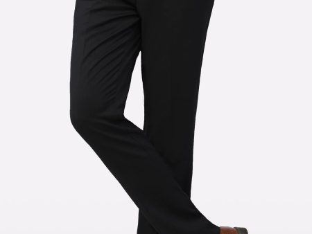 Black Regular Fit Formal Trouser Hot on Sale