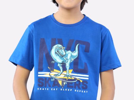 Royal Blue NYC Printed T-Shirt For Sale