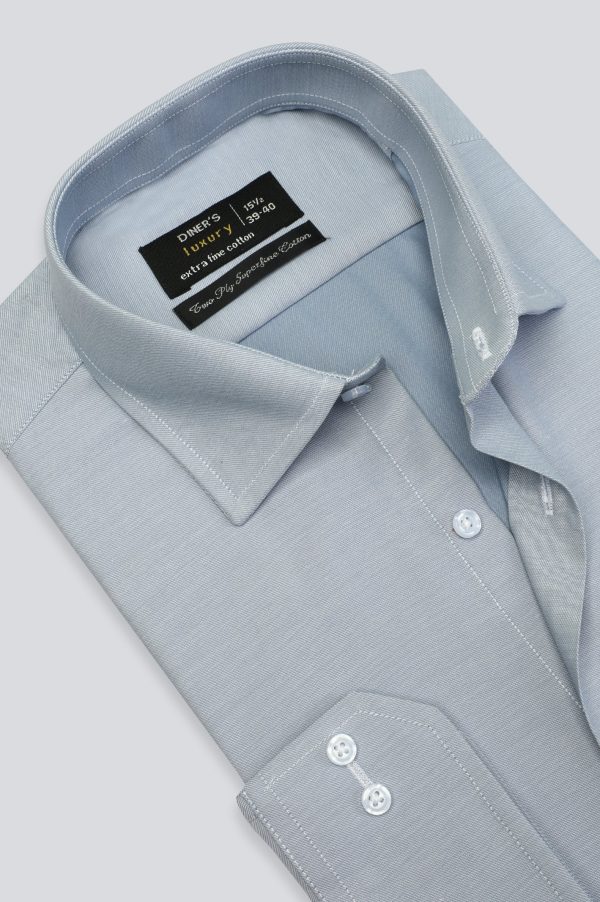 Light Grey Pinpoint Textured Formal Shirt Hot on Sale