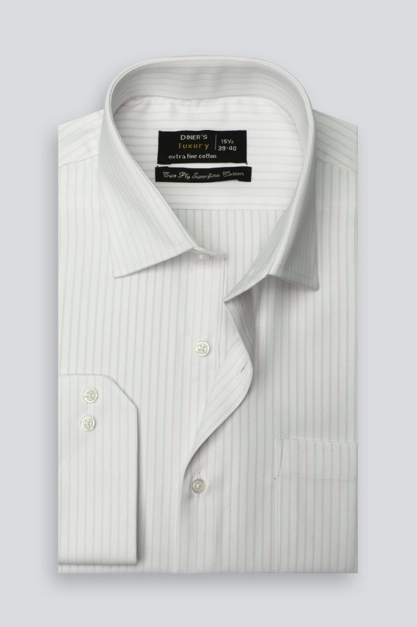 White Stripe Textured Formal Shirt Online Hot Sale