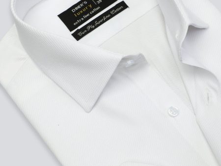 White Twill Textured Formal Shirt Fashion