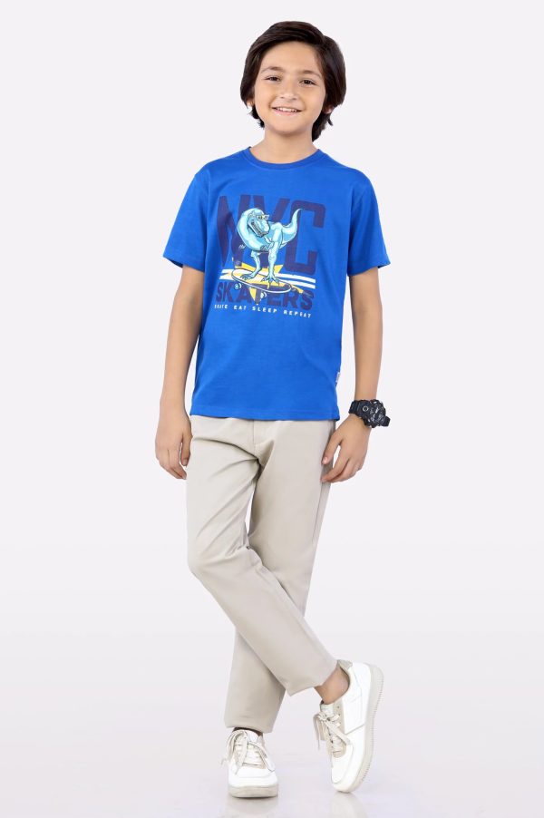 Royal Blue NYC Printed T-Shirt For Sale