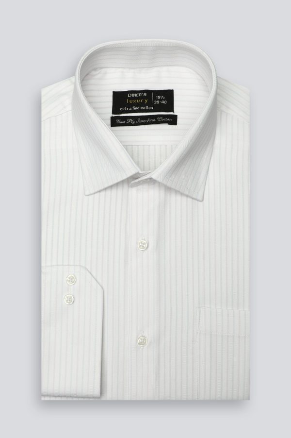 White Stripe Textured Formal Shirt Online Hot Sale