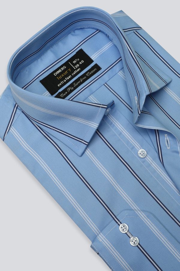 Blue Broadstripes Formal Shirt Hot on Sale