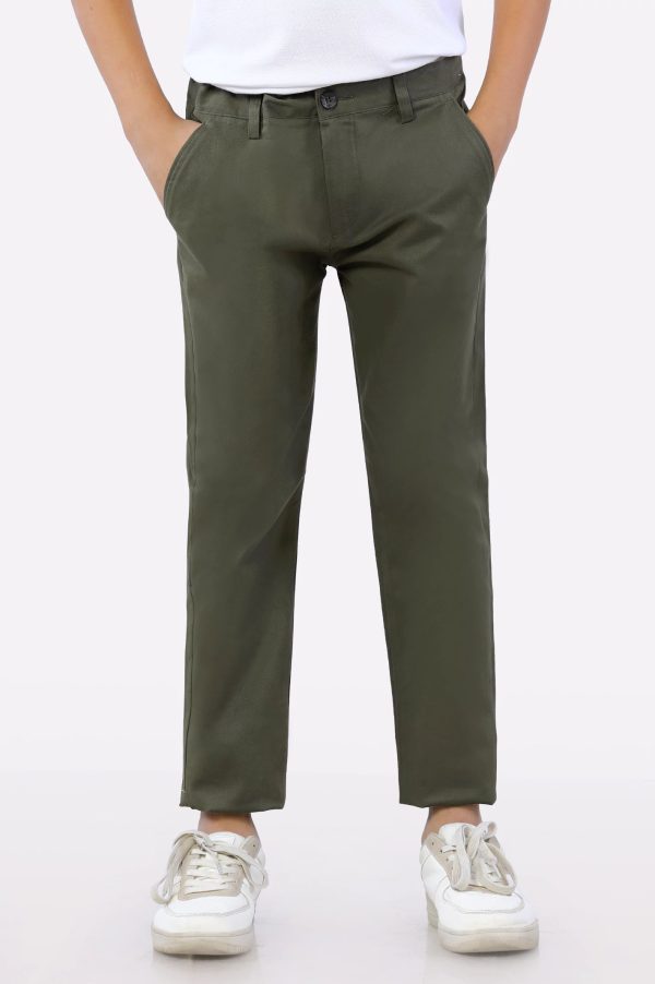 Olive Relaxed Fit Cotton Chino Online now