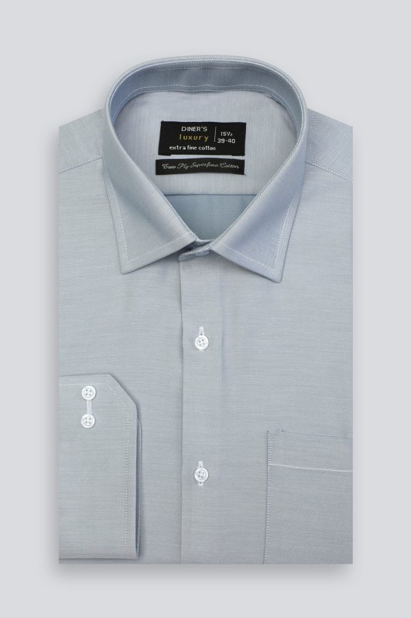 Light Grey Pinpoint Textured Formal Shirt Hot on Sale