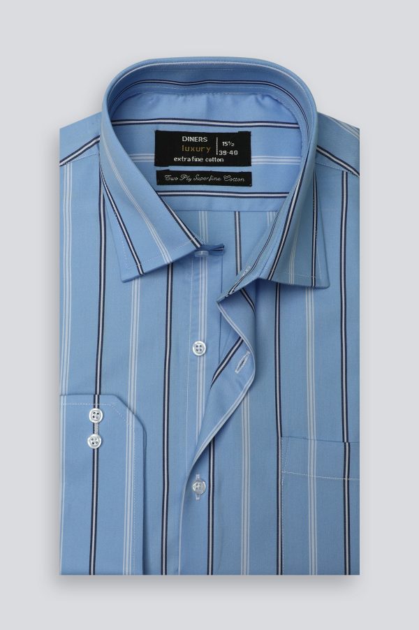 Blue Broadstripes Formal Shirt Hot on Sale