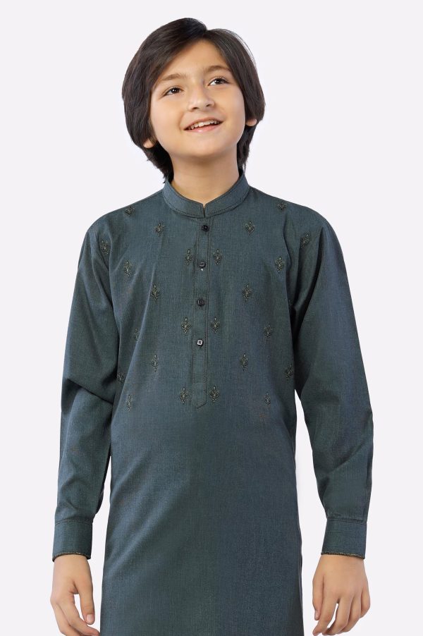 Dark Green Boys Kurta Pajama Discount