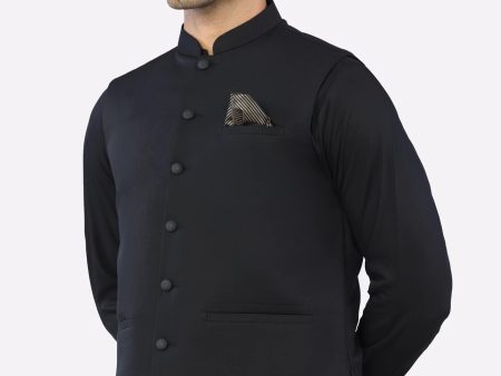 Black Shalwar Kameez with Waistcoat Hot on Sale