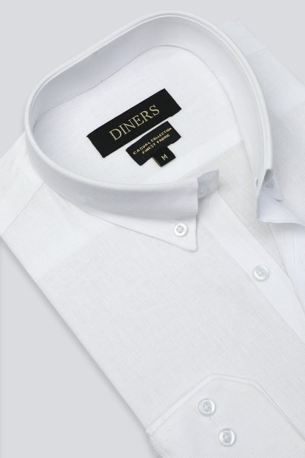 White Dobby Casual Shirt For Cheap