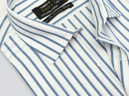 Blue Awning Stripe Formal Shirt For Discount