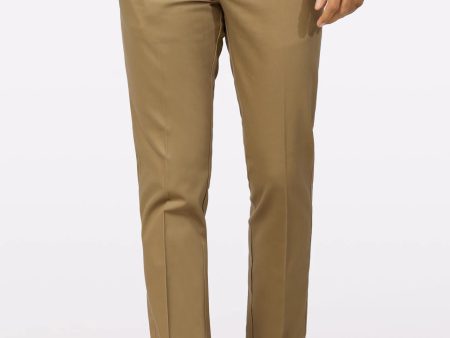 Dark Khaki Cotton Regular Fit Trouser For Discount