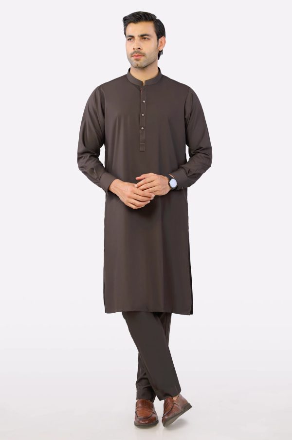 Dark Brown Wash & Wear Shalwar Kameez Cheap