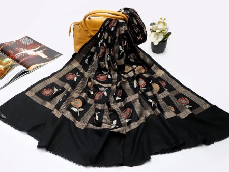 Black Pashmina Wool Ladies Shawl Fashion