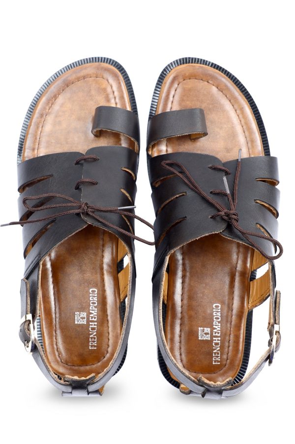 French Emporio Men Sandal In Coffee SKU: SLD-0024-COFFEE on Sale