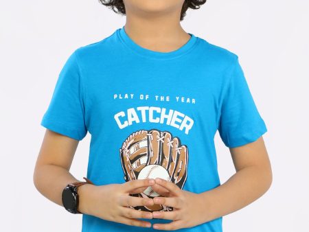 Baseball Catcher Print T-Shirt Online Hot Sale