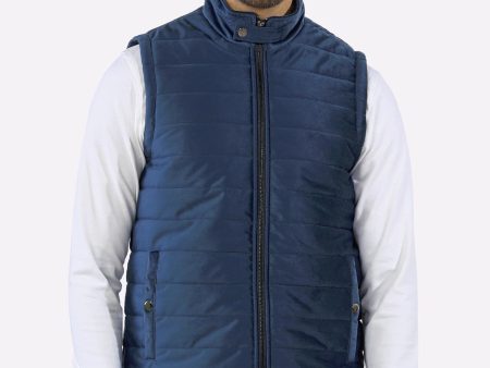 Navy Blue Sleeveless Men s Jacket on Sale