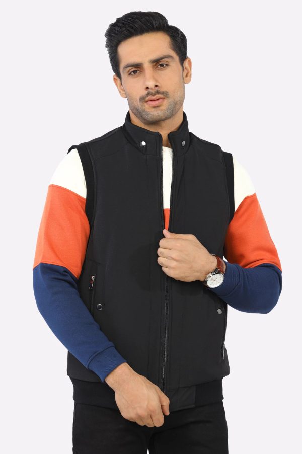 Black Sleeveless Quilted Jacket Hot on Sale