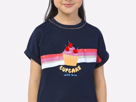 Cupcake Printed Girls T-Shirt Discount