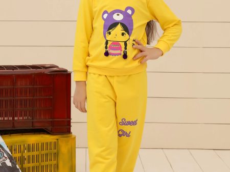 Yellow Girls Sweatshirt with Trouser Online Hot Sale