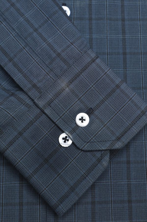 Dark Grey Windowpane Check Casual Shirt Discount