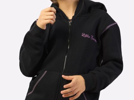 Black Printed Girls Hoodie For Sale