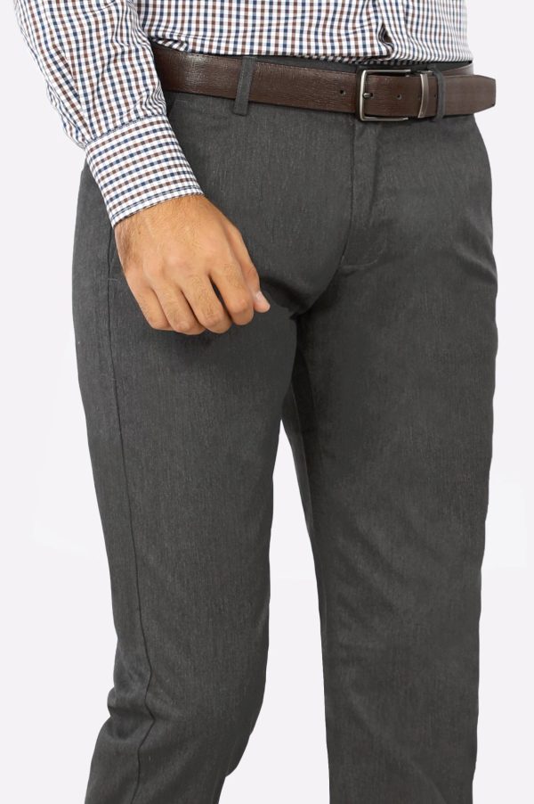 Coffee Grey Smart Fit Cotton Chino For Discount