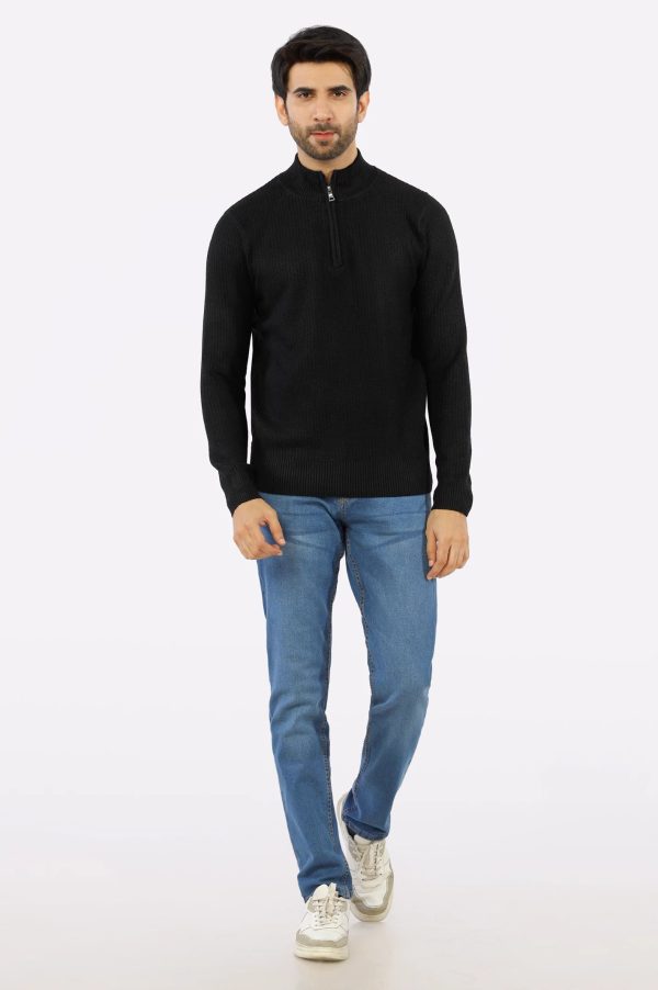 Black Quarter Zip Gents Sweater For Sale