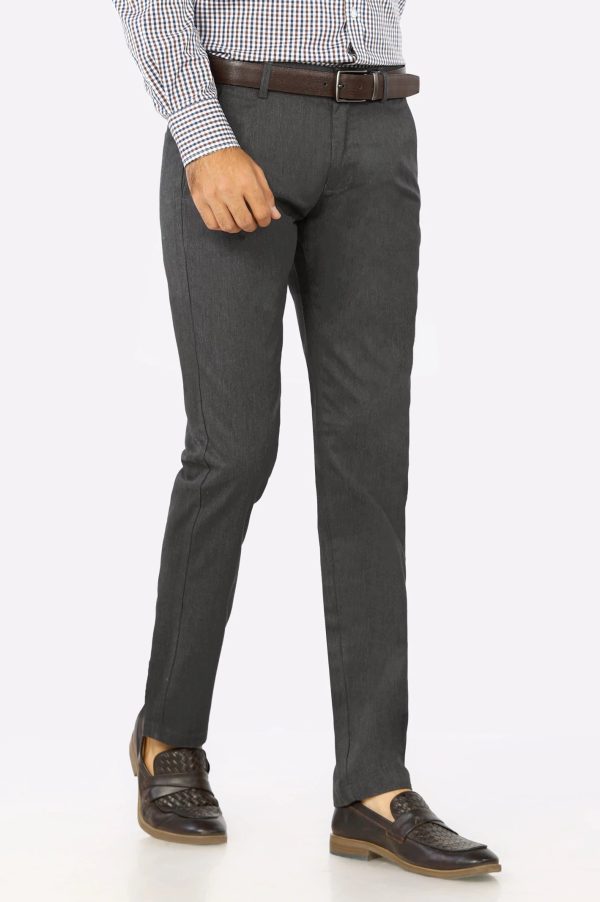 Coffee Grey Smart Fit Cotton Chino For Discount