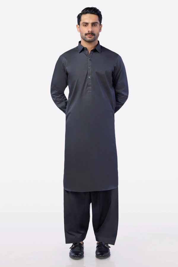 Dark Grey Cotton Shalwar Kameez Supply