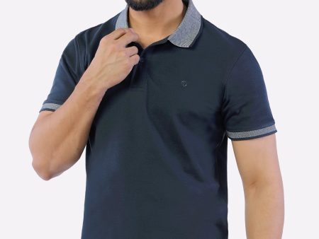 Dark Grey Jacquard Collar Polo Supply