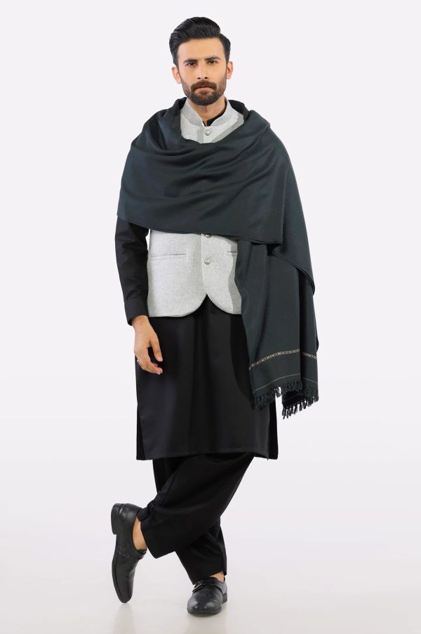 Dark Grey Woolen Men s Shawl For Discount