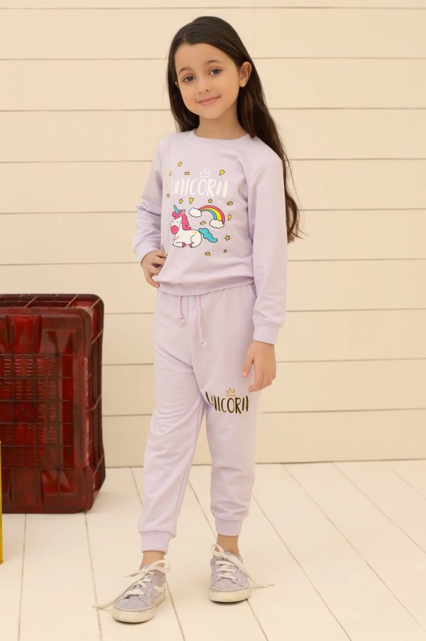 Light Purple Girls Sweatshirt with Trouser Hot on Sale