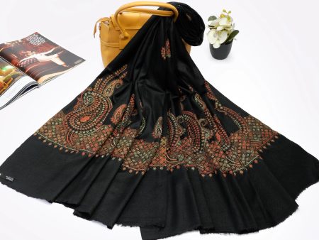 Black Pashmina Wool Ladies Shawl on Sale