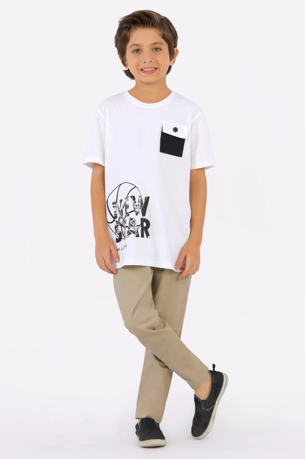 White Graphic Printed T-Shirt on Sale