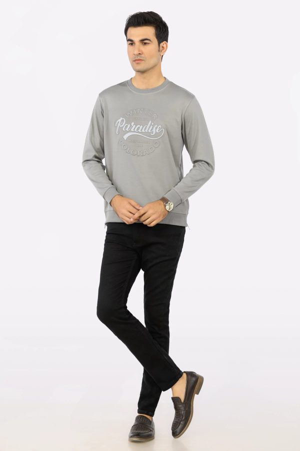 Grey Embossed Print Sweatshirt on Sale