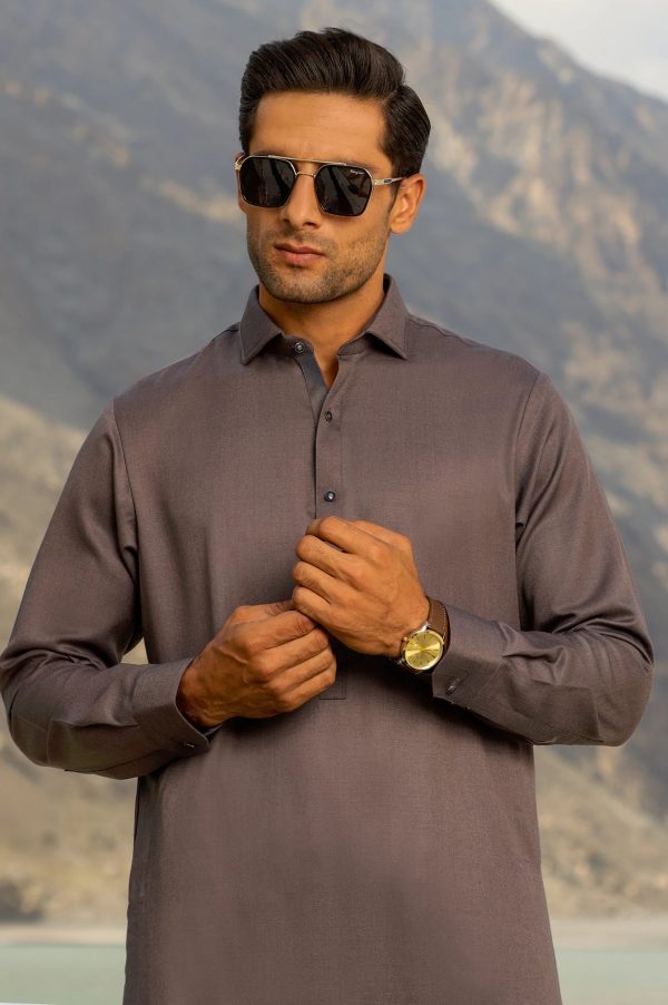 Dark Grey Rayon Blend Shalwar Kameez Hot on Sale