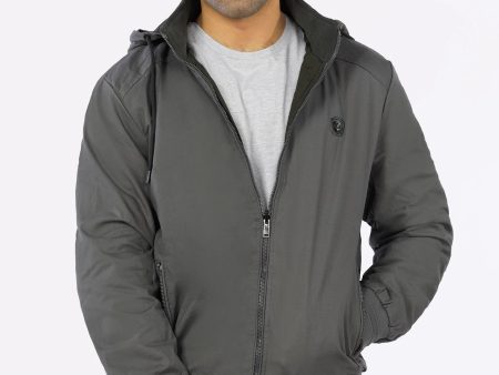 Grey Jacket With Hoodie Sale