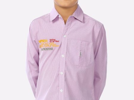 Dark Pink Minicheck Boys Shirt Online Sale