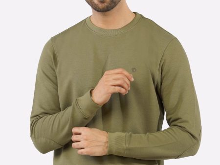 Olive Basic Sweatshirt Cheap