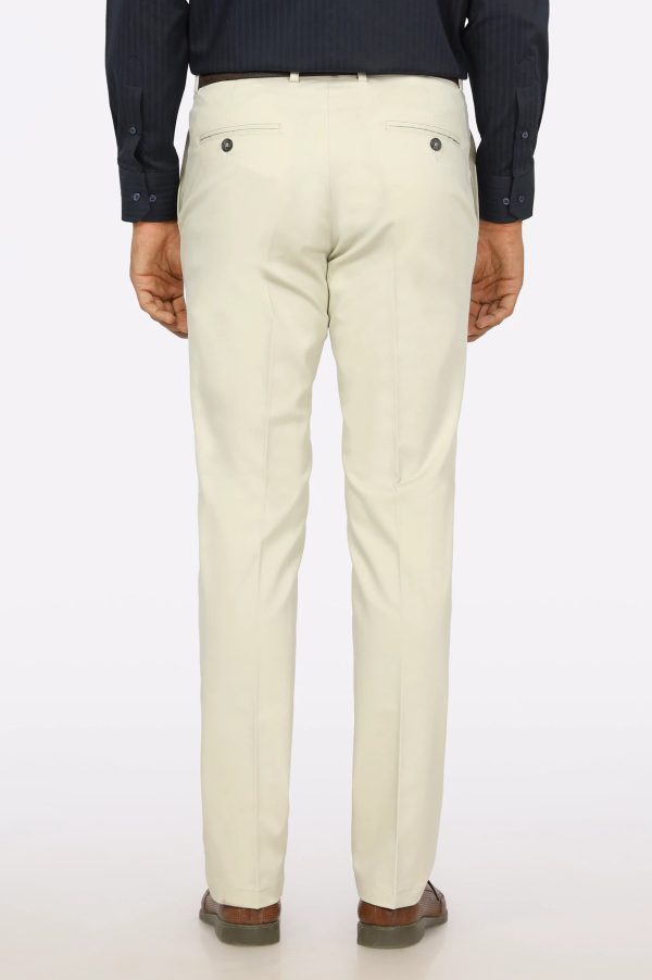 Off White Cotton Regular Fit Trouser Hot on Sale