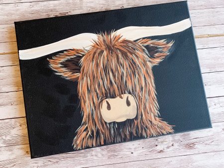 12x16 Highland Cow Canvas For Sale