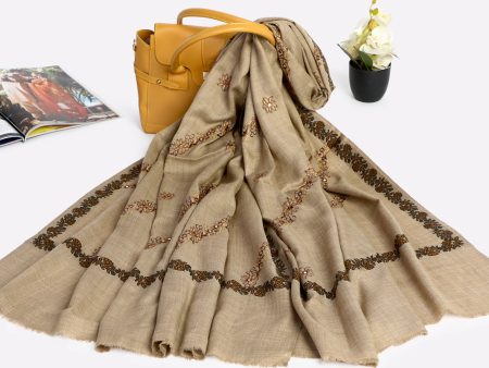 Khaki Pashmina Wool Ladies Shawl For Sale