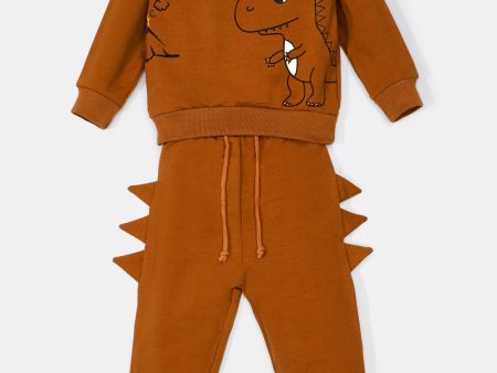 Brown Graphic Printed Boys Combos Supply