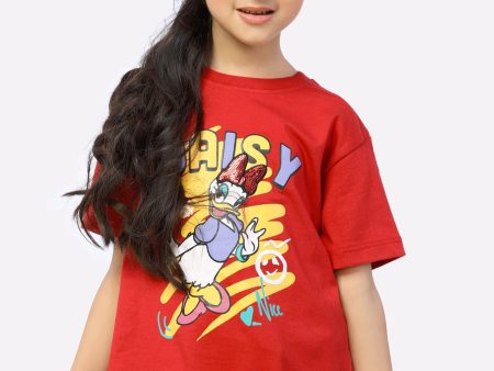 Daisy Duck Printed Girls T-Shirt Hot on Sale